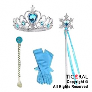 VINCHA CON VARITA TRENZA Y GUANTES FROZEN ELSA X 1